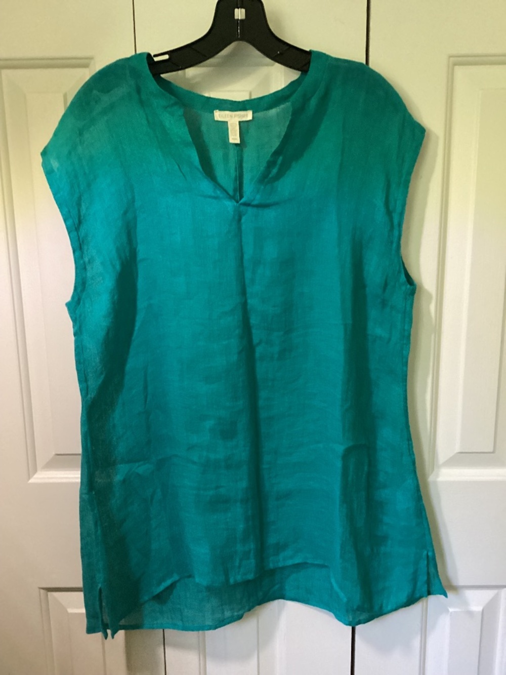 EILEEN FISHER SHEER LINEN TOP M